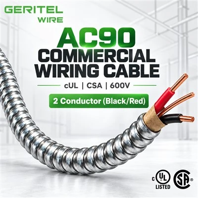 Rojo 2C del negro del cable de cobre AC90 para el cableado 600V del canal del cable
